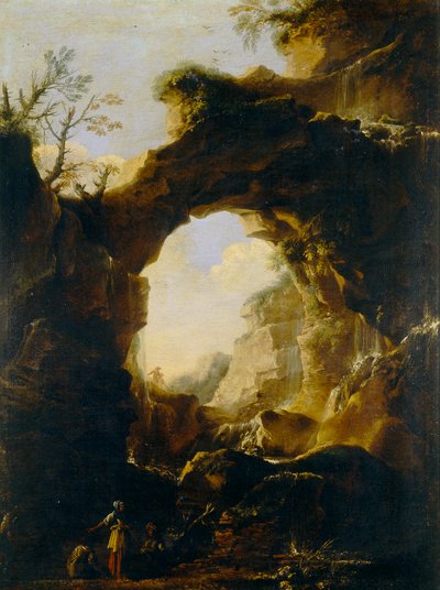Landscape with Arch and Waterfalls by Salvator Rosa